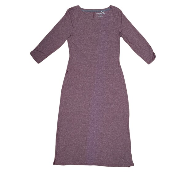 Toad & Co Women's Deep Mauve Crew-Neck 1/2 Sleeve Organic Cotton Midi Dress S - Picture 2 of 9